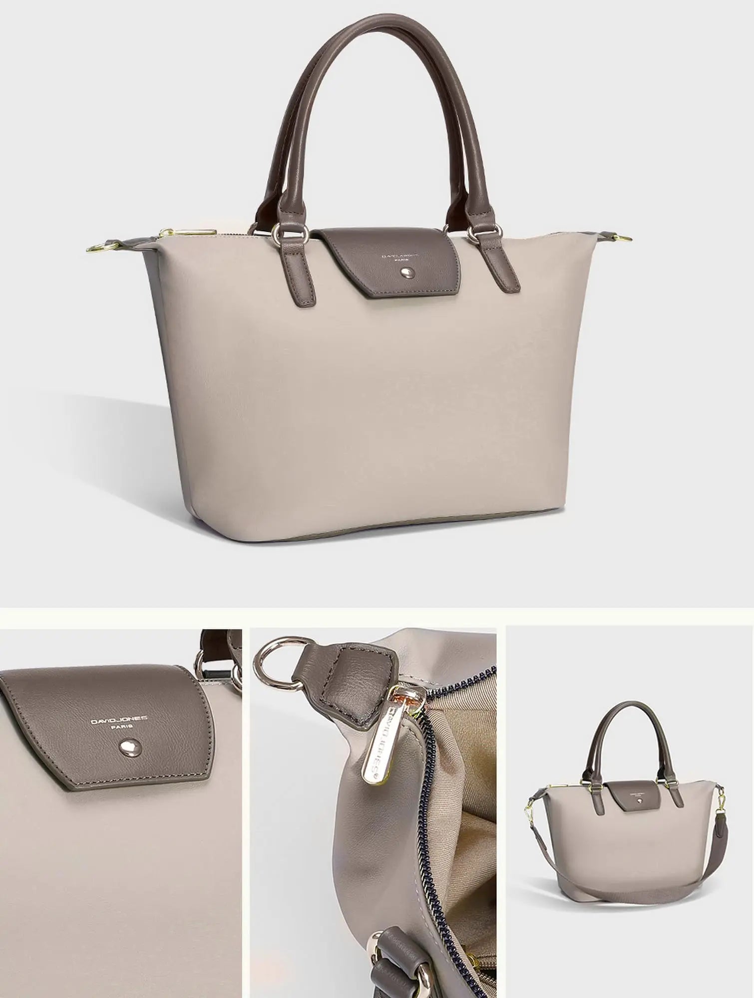 Sac à Main Cabas en Nylon Souple avec Bandoulière Capacité Moyenne David Jones