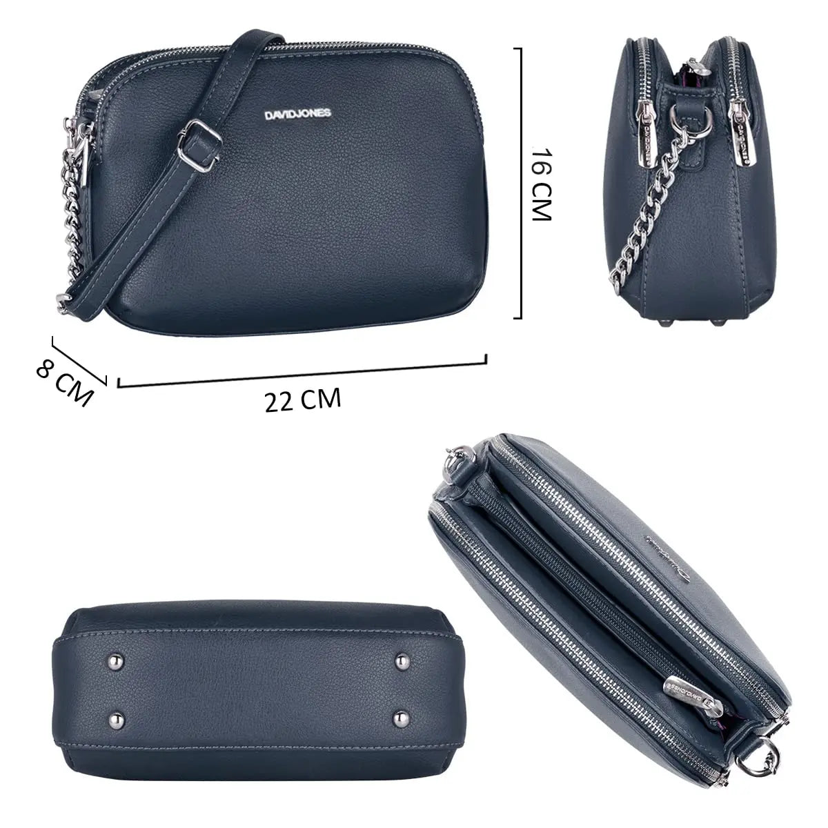 Sac bandoulière multipoche à 3 compartiments David Jones