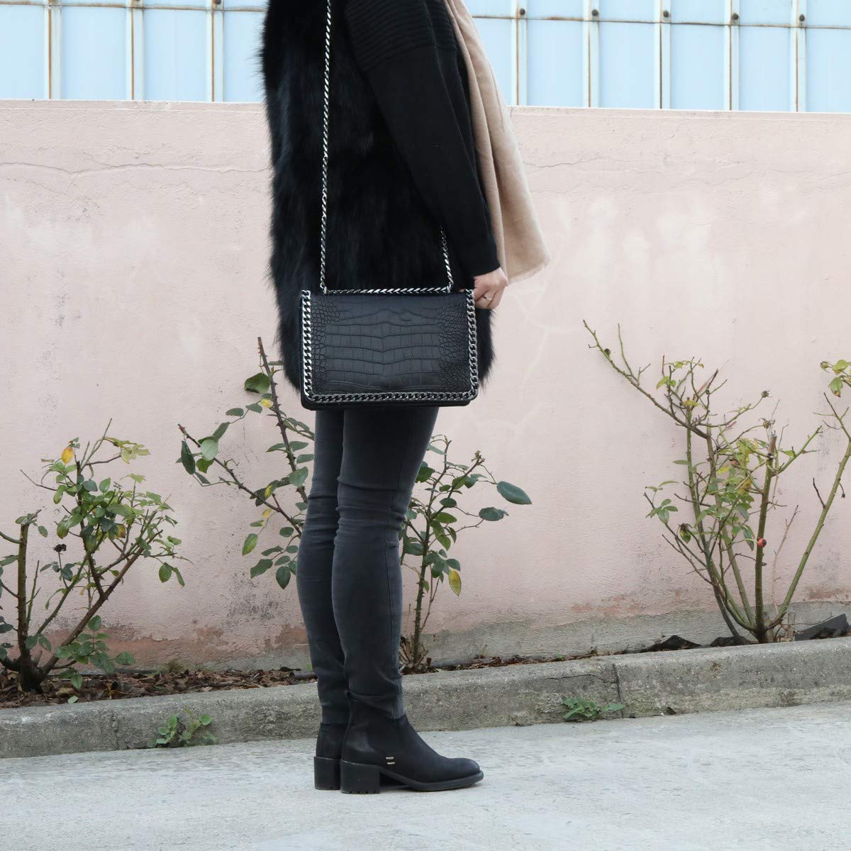 Sac bandoulière chaîne cuir serpent matelassé CRAZYCHIC