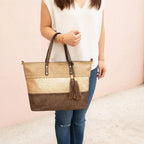 Sac à main cabas tricolore pailleté pompon CRAZYCHIC