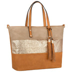 Sac à main cabas tricolore pailleté pompon CRAZYCHIC