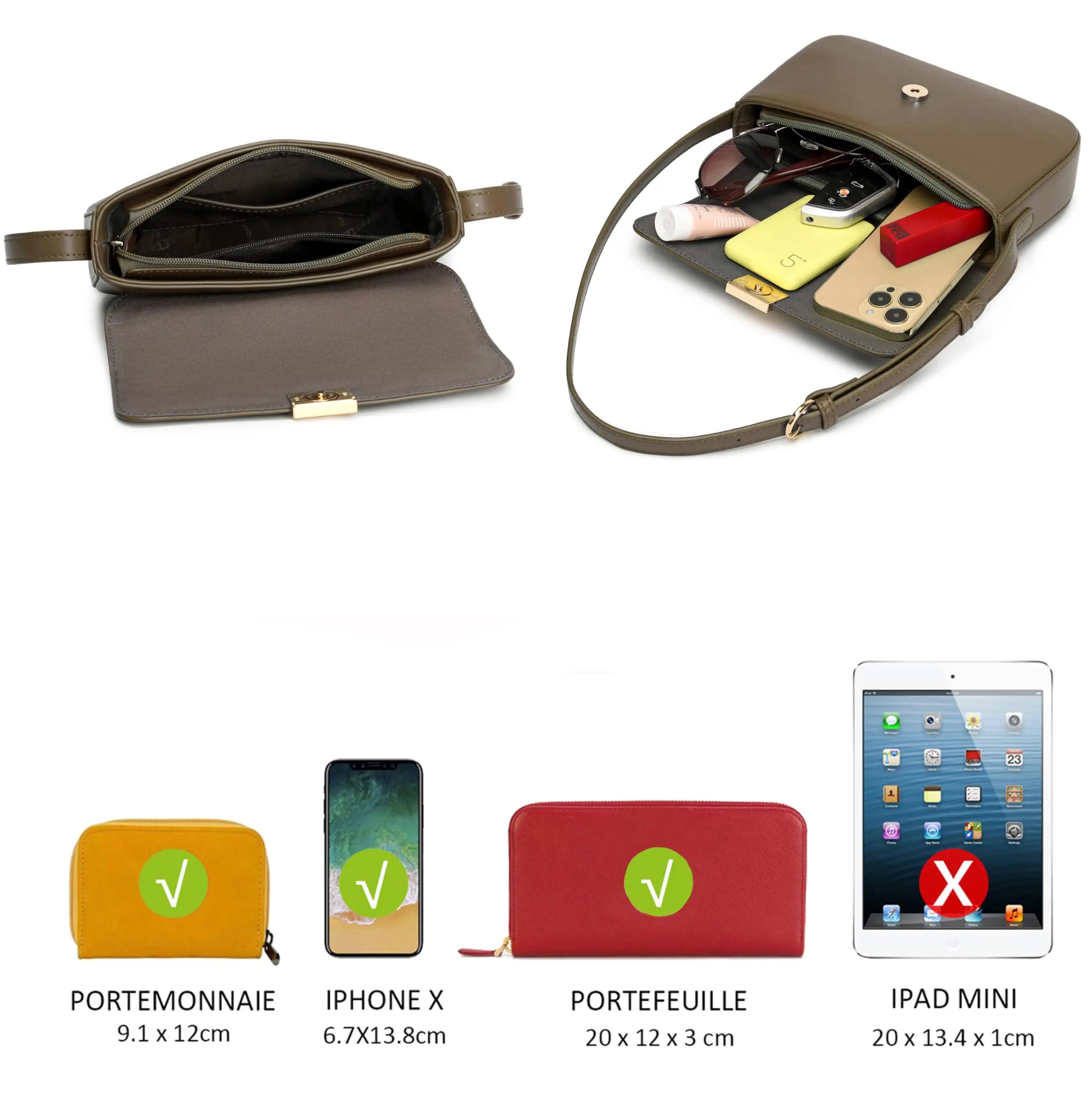 Petit sac bandoulière rabat rigide David Jones