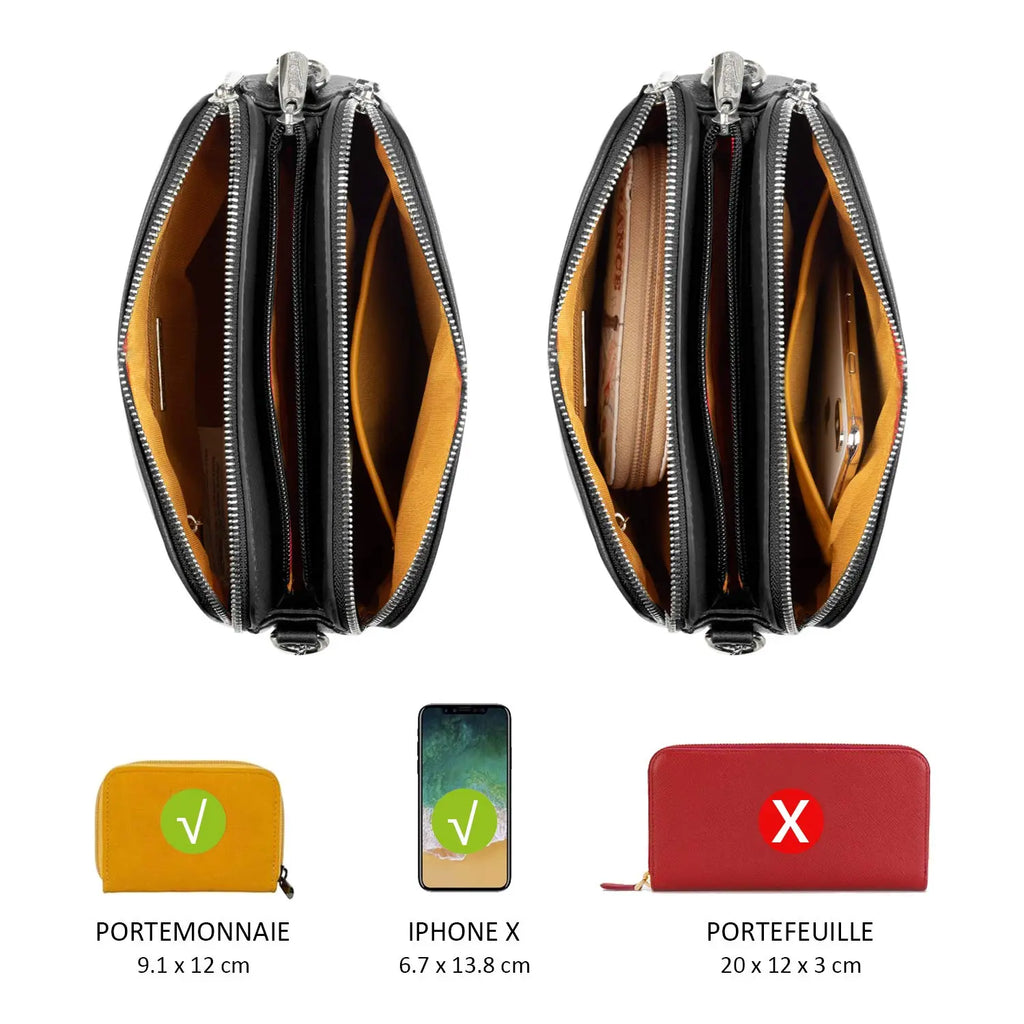 Sac bandoulière multipoche à 3 compartiments David Jones