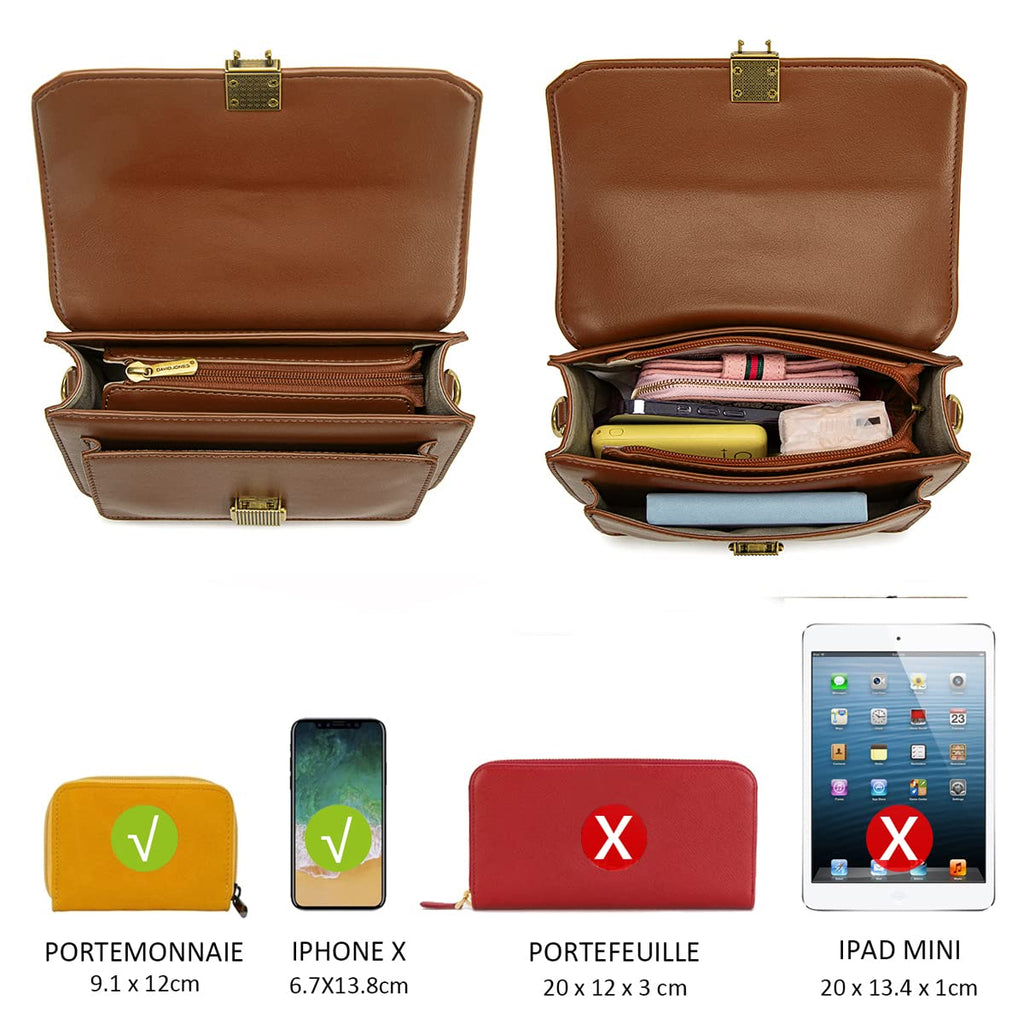 Petit sac bandoulière rabat David Jones