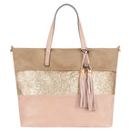 Sac à main cabas tricolore pailleté pompon CRAZYCHIC