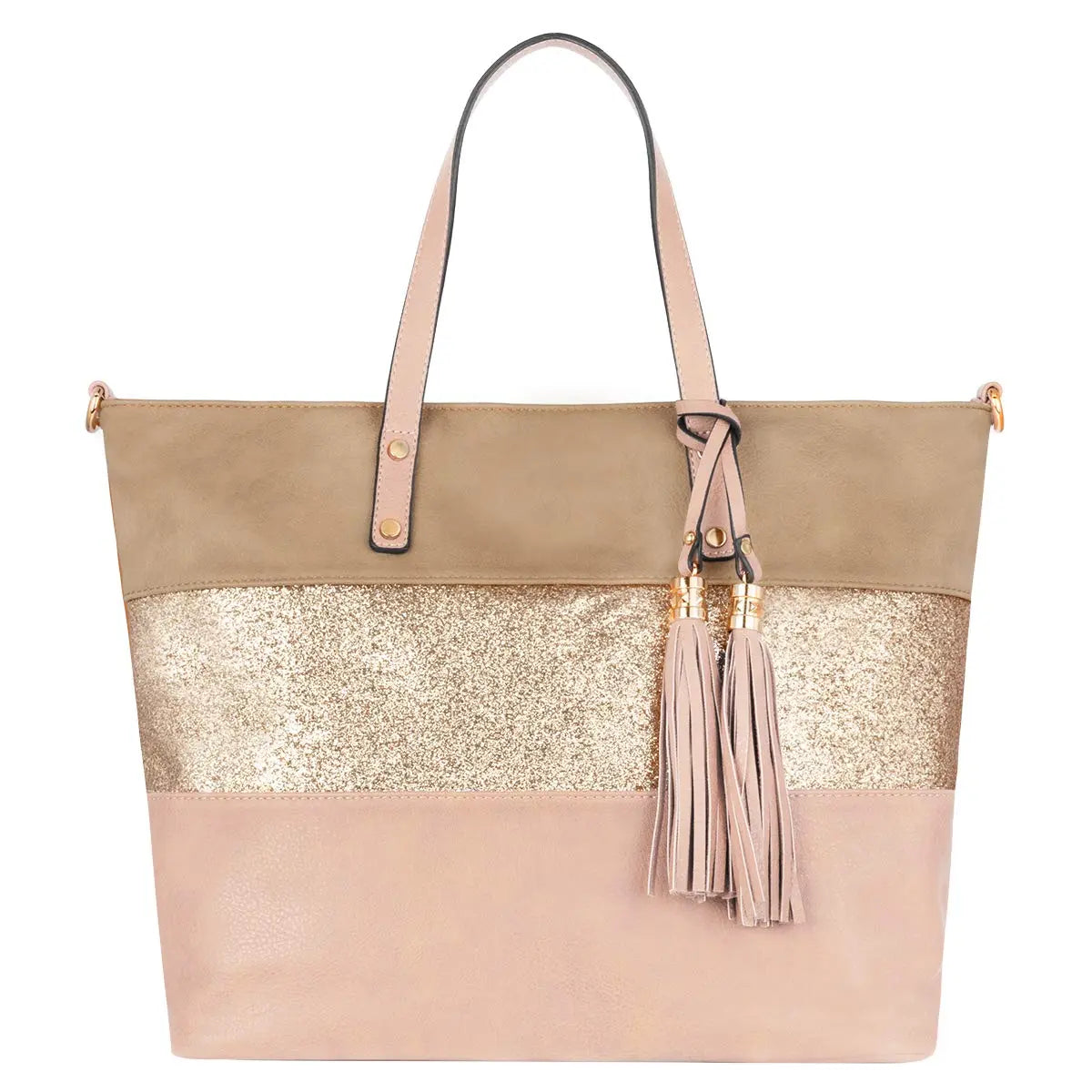 Sac à main cabas tricolore pailleté pompon CRAZYCHIC