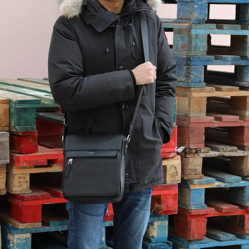 Sacoche homme style cuir véritable David Jones