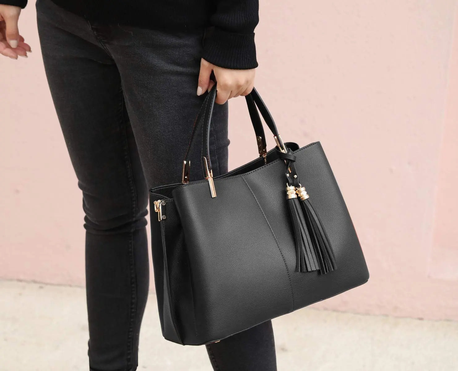 Sac à main femme tricolore pompon CRAZYCHIC