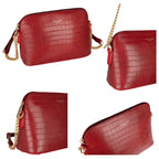 Petit sac bandoulière chaîne argentée motif crocodile David Jones