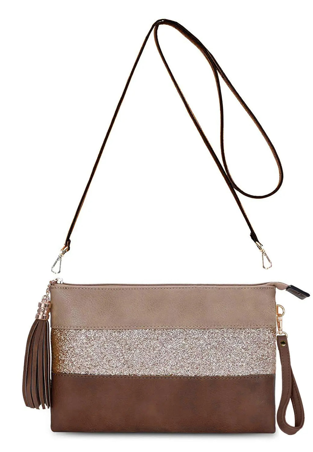 Sac bandoulière souple pailletté tricolore pompon CRAZYCHIC