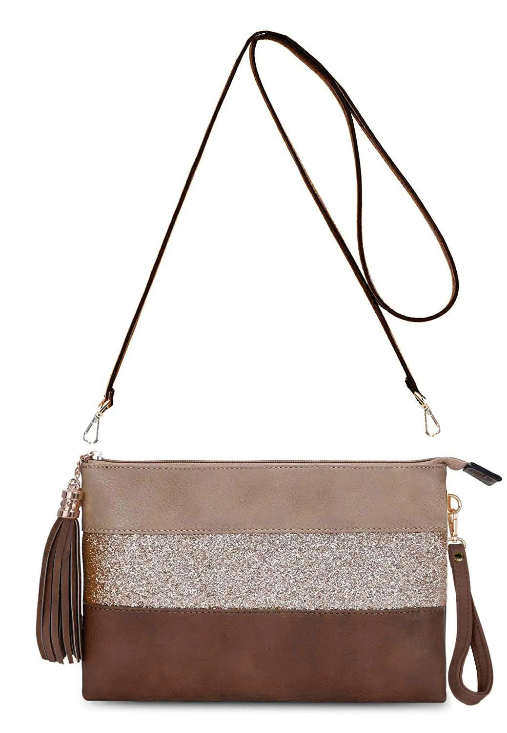 Sac bandoulière souple pailletté tricolore pompon CRAZYCHIC