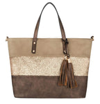 Sac à main cabas tricolore pailleté pompon CRAZYCHIC