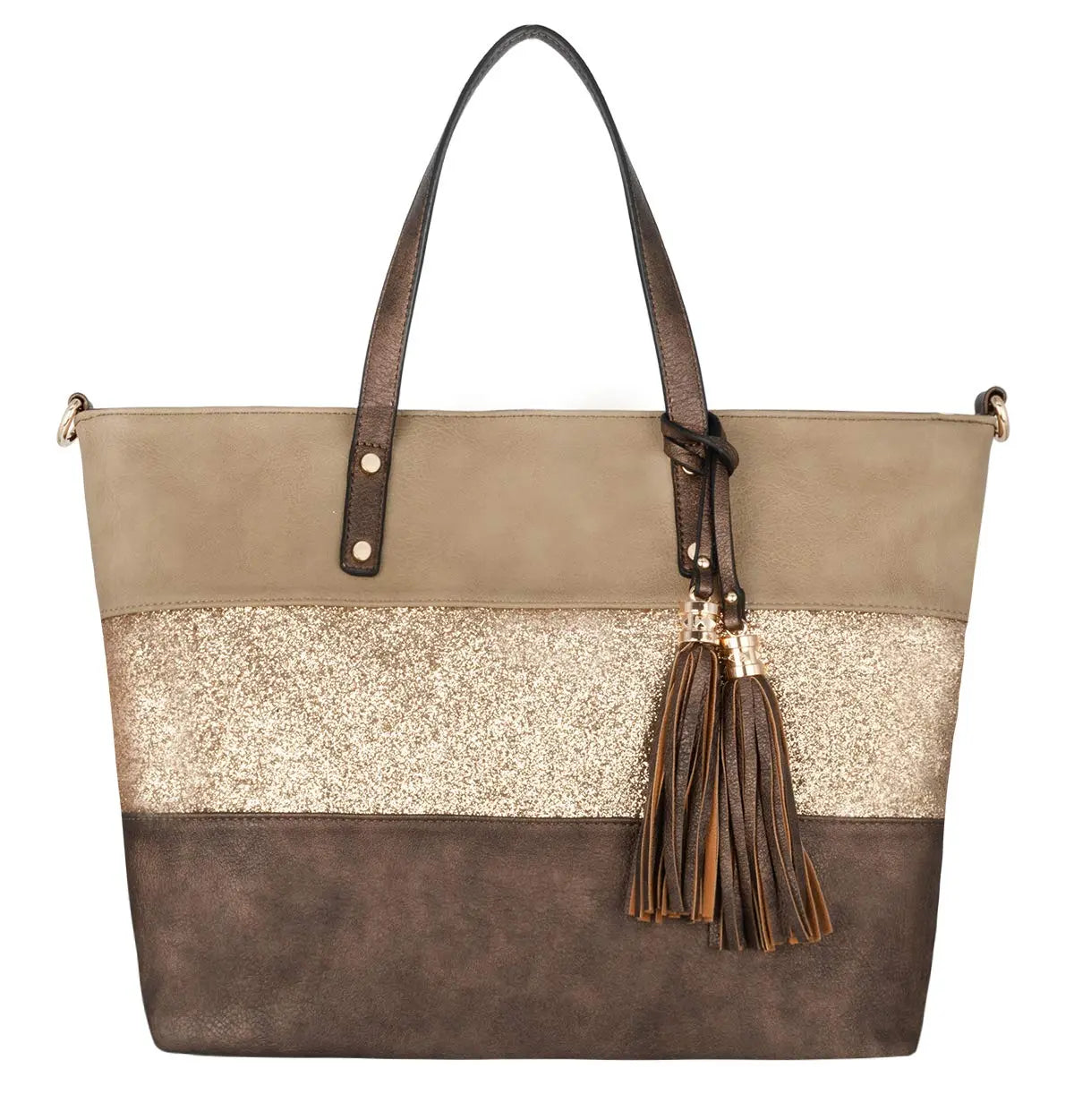 Sac à main cabas tricolore pailleté pompon CRAZYCHIC
