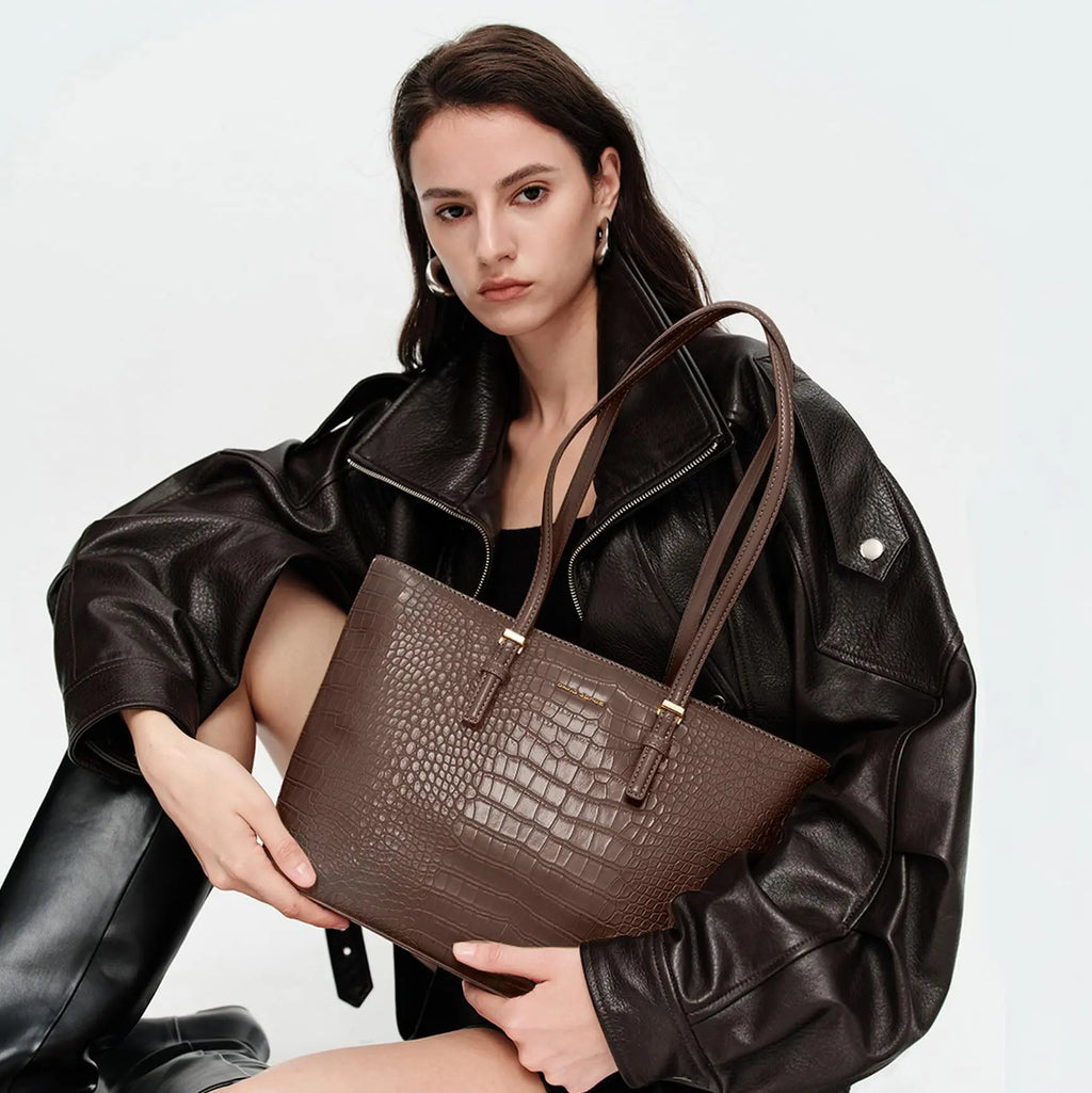 Sac à main shopping crocodile David Jones