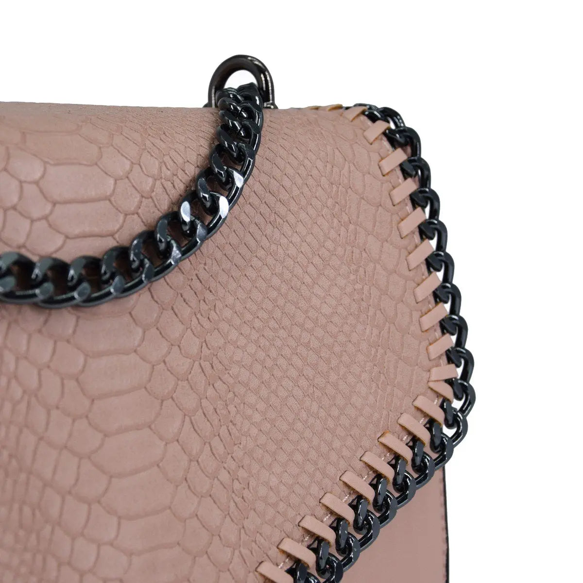 Petit sac bandoulière chaîne matelassé crocodile CRAZYCHIC