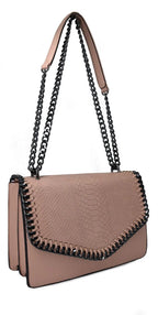 Petit sac bandoulière chaîne matelassé crocodile CRAZYCHIC