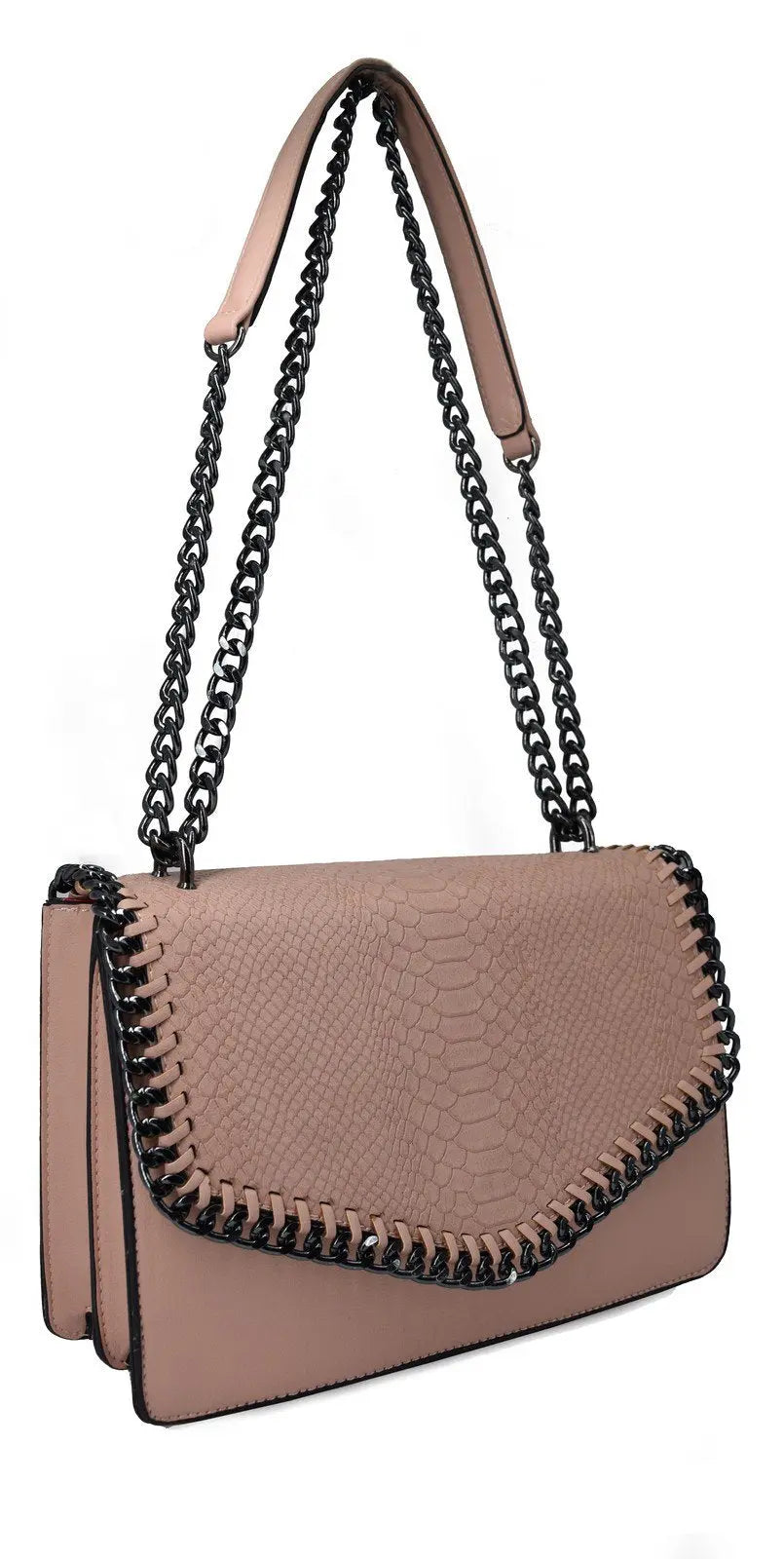 Petit sac bandoulière chaîne matelassé crocodile CRAZYCHIC