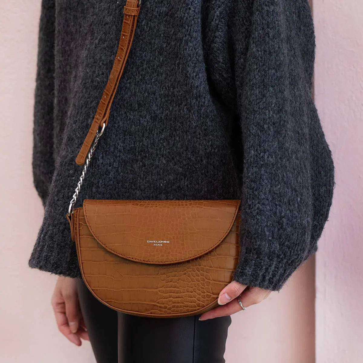 Petit sac bandoulière crocodile David Jones