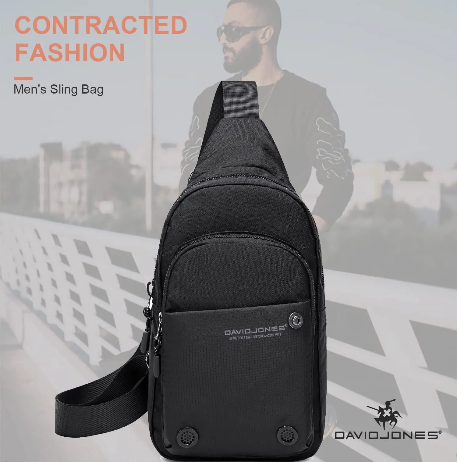 Sac bandoulière en Nylon David Jones