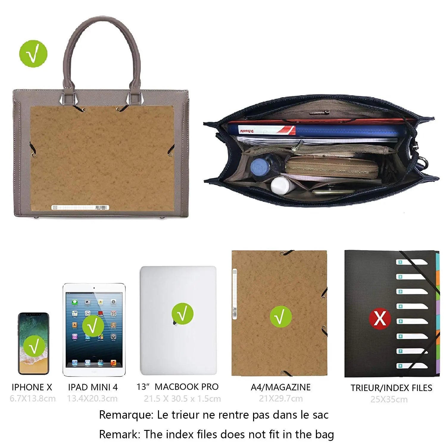 Grand sac à main cabas multiples David Jones