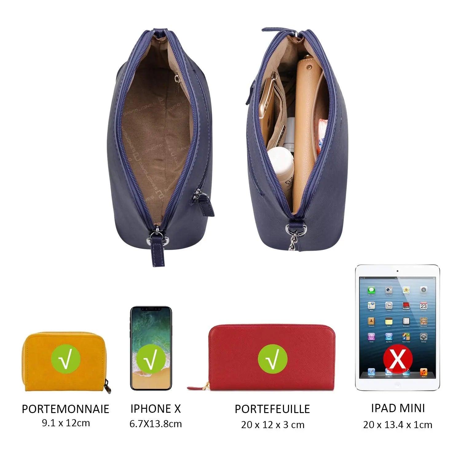Petit sac bandoulière chaîne semi-rigide David Jones