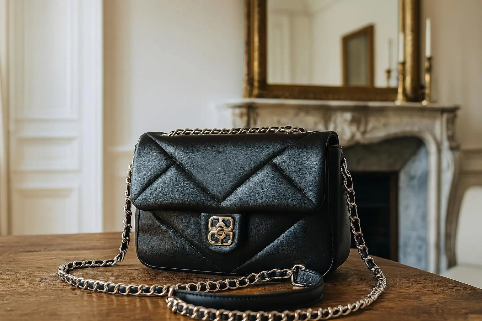 Petit sac bandoulière matelassé rabat David Jones