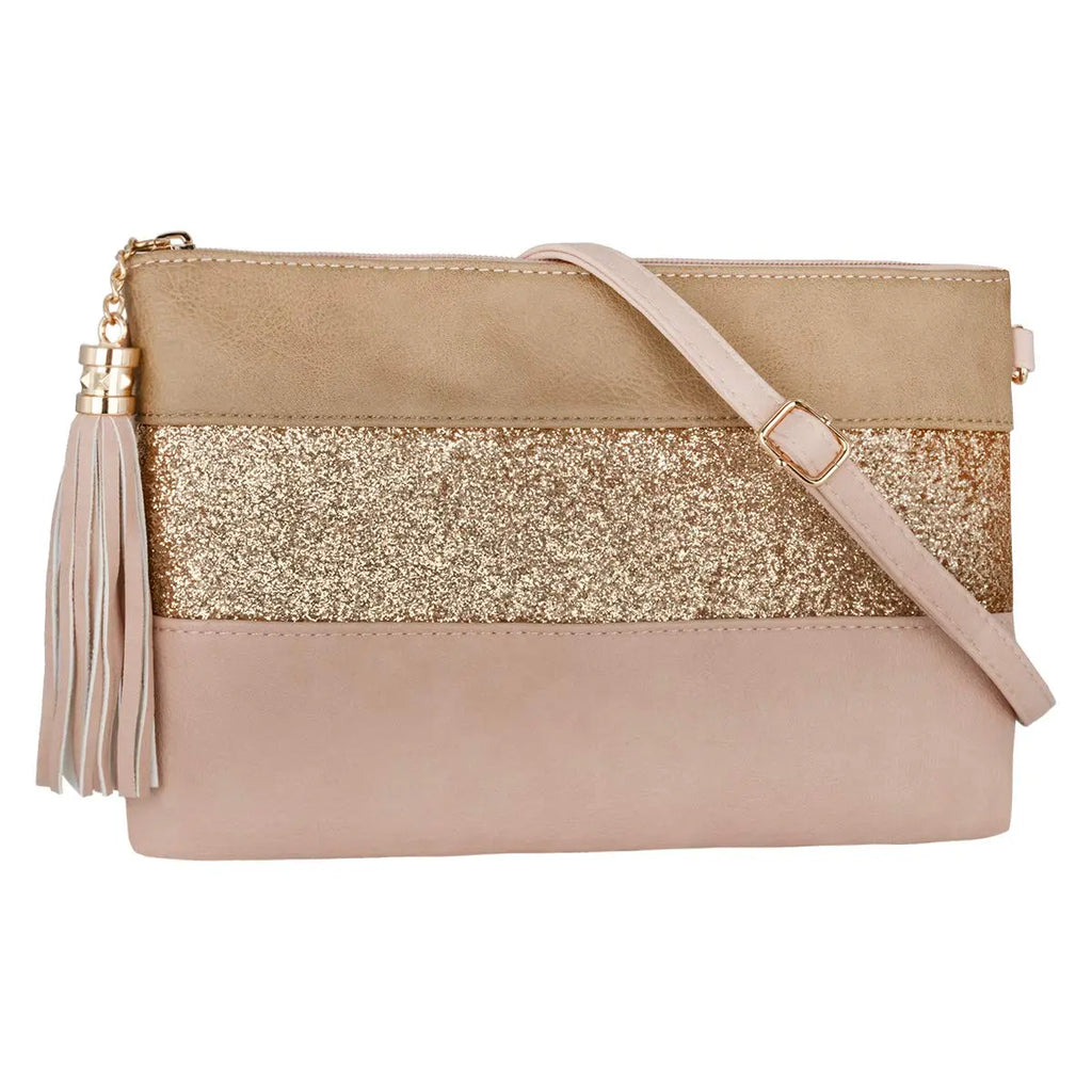 Sac bandoulière souple pailletté tricolore pompon CRAZYCHIC