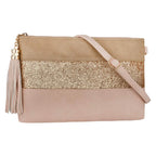 Sac bandoulière souple pailletté tricolore pompon CRAZYCHIC