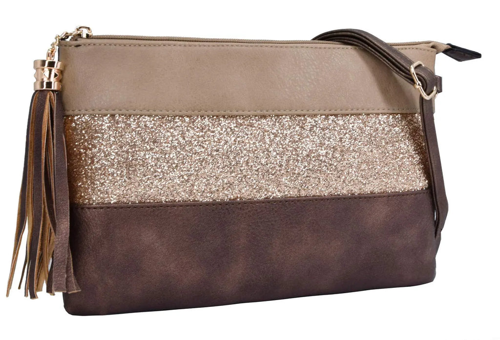 Sac bandoulière souple pailletté tricolore pompon CRAZYCHIC