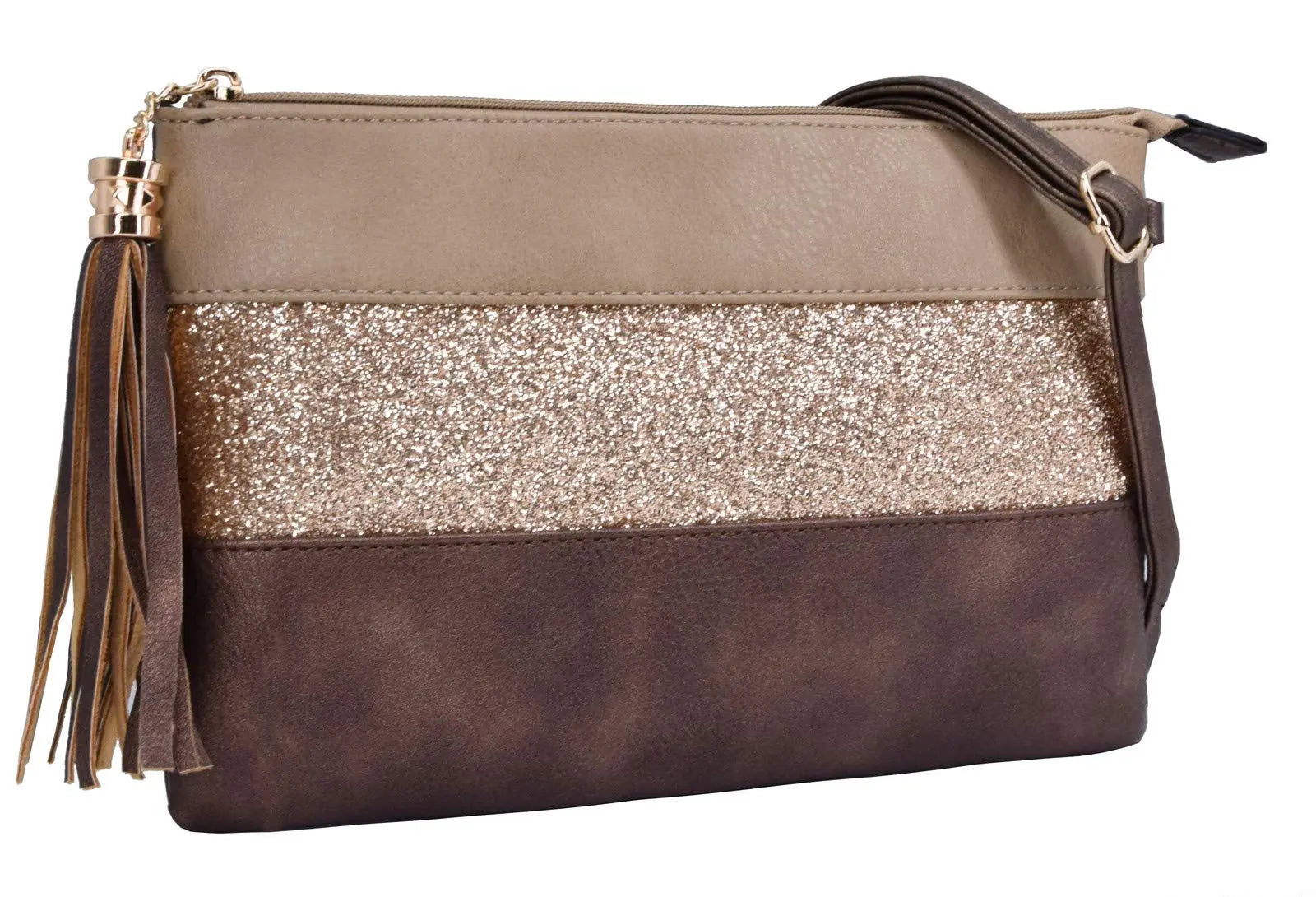 Sac bandoulière souple pailletté tricolore pompon CRAZYCHIC