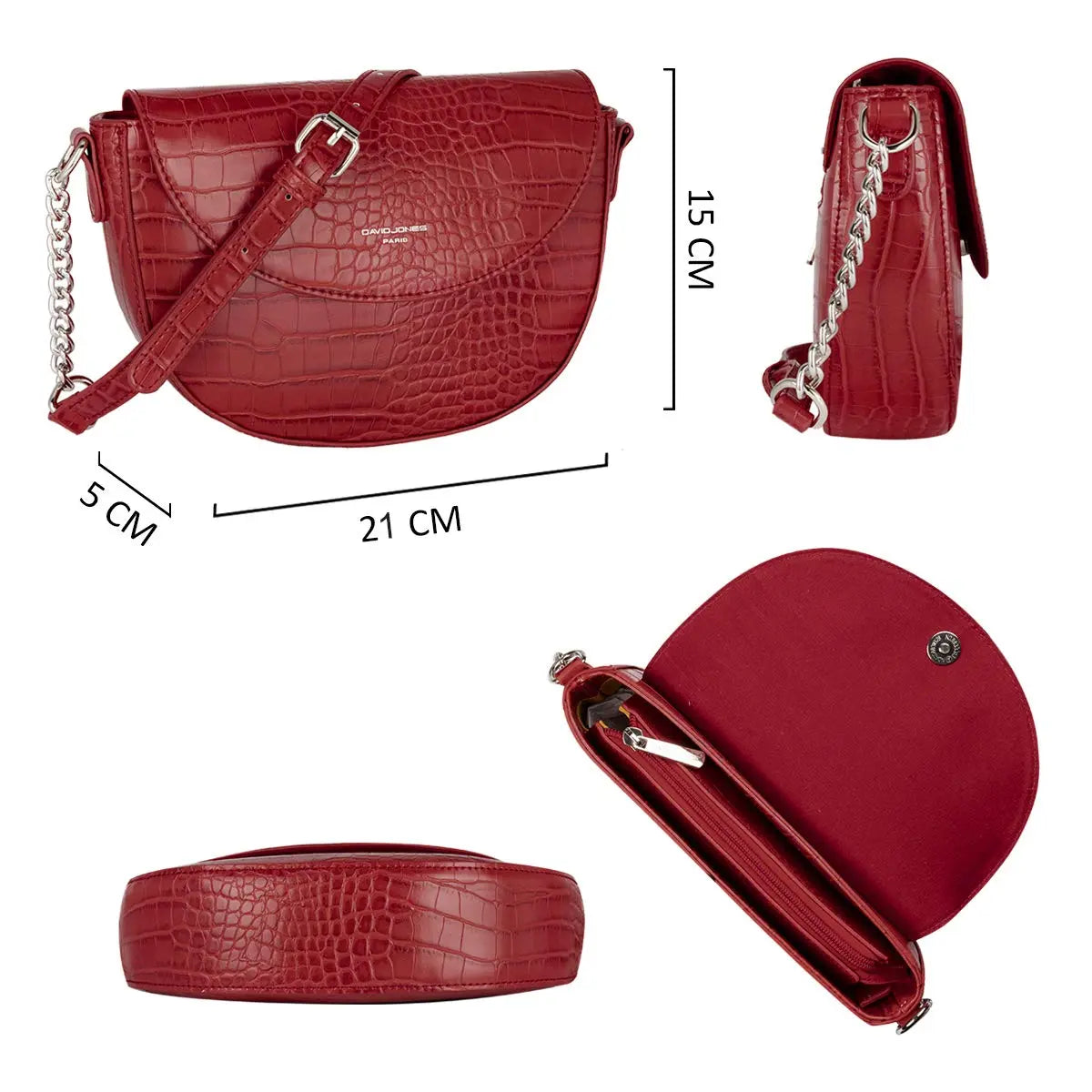 Petit sac bandoulière crocodile David Jones