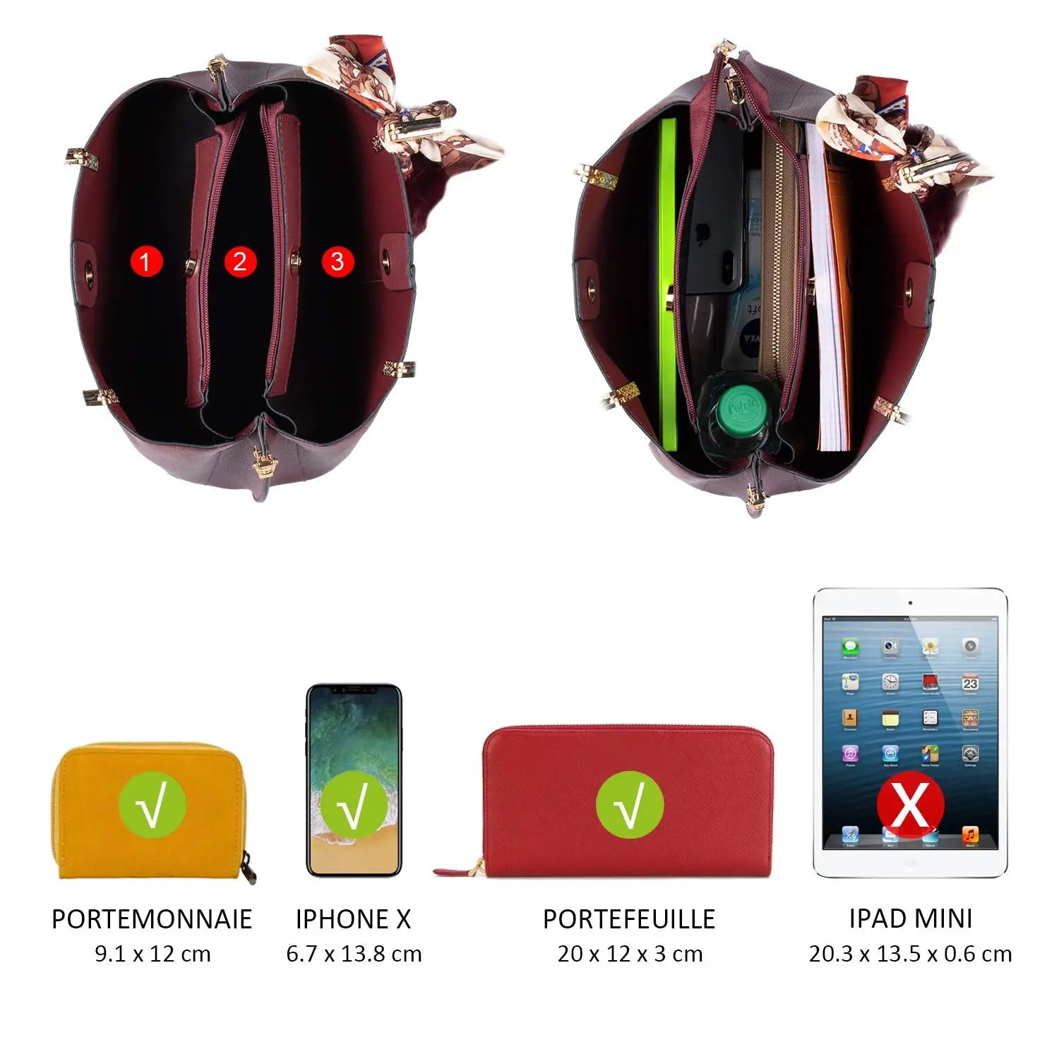 Sac à main femme tricolore pompon CRAZYCHIC