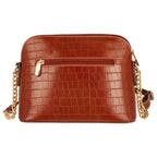 Petit sac bandoulière chaîne argentée motif crocodile David Jones