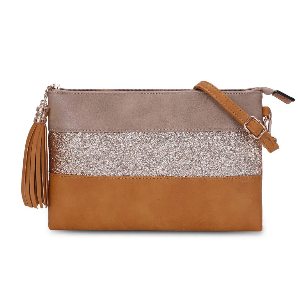 Sac bandoulière souple pailletté tricolore pompon CRAZYCHIC