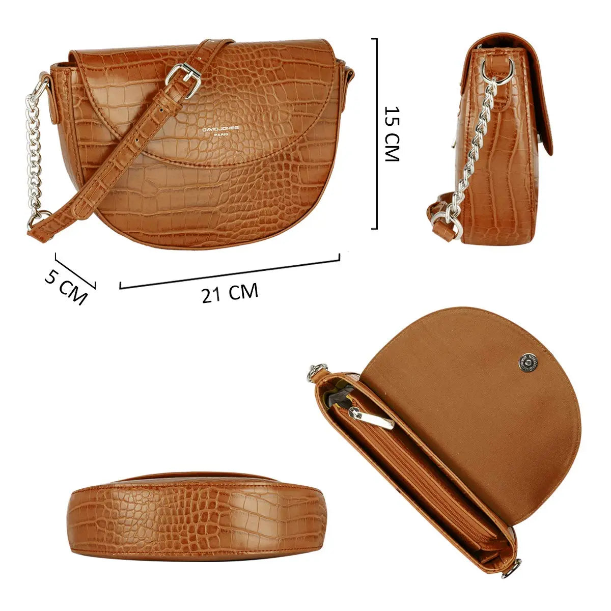 Petit sac bandoulière crocodile David Jones