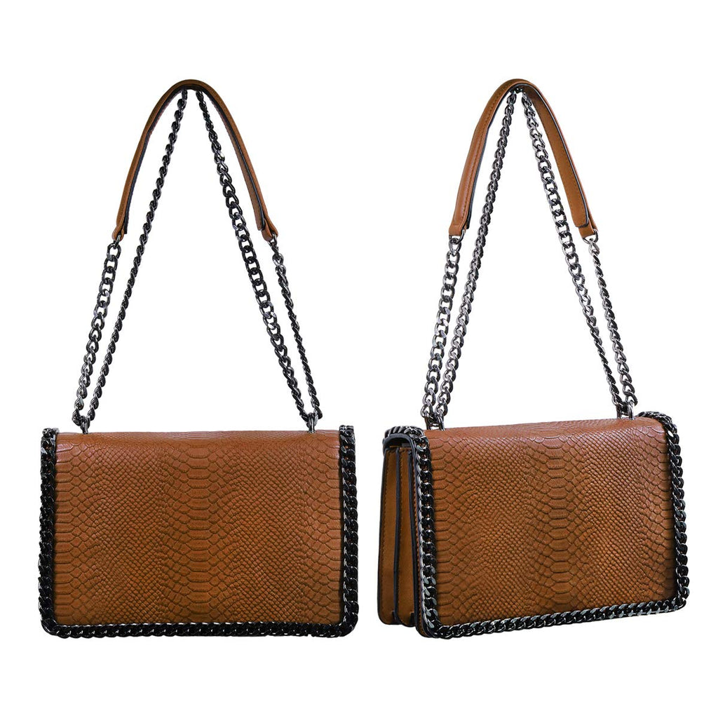 Sac bandoulière chaîne cuir serpent matelassé CRAZYCHIC