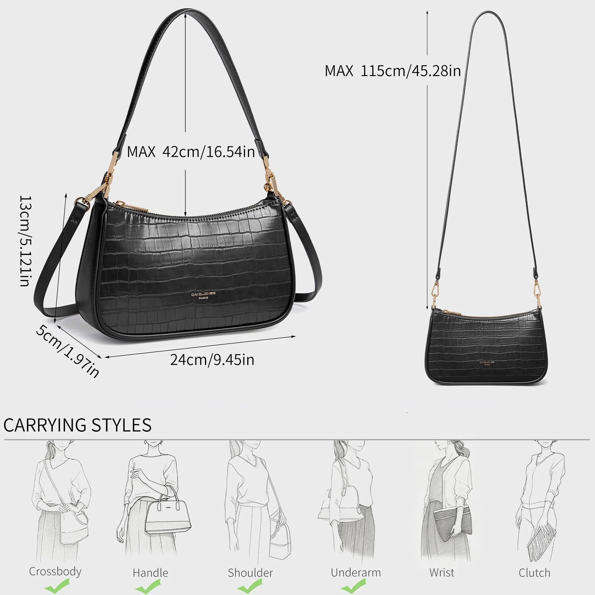 Petit sac bandoulière crocodile David Jones