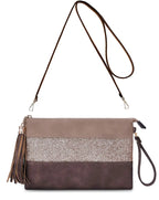 Sac bandoulière souple pailletté tricolore pompon CRAZYCHIC