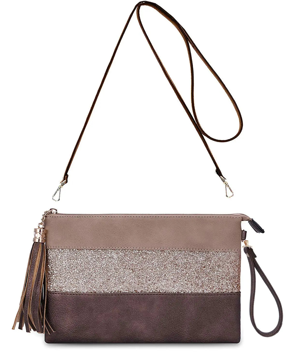 Sac bandoulière souple pailletté tricolore pompon CRAZYCHIC