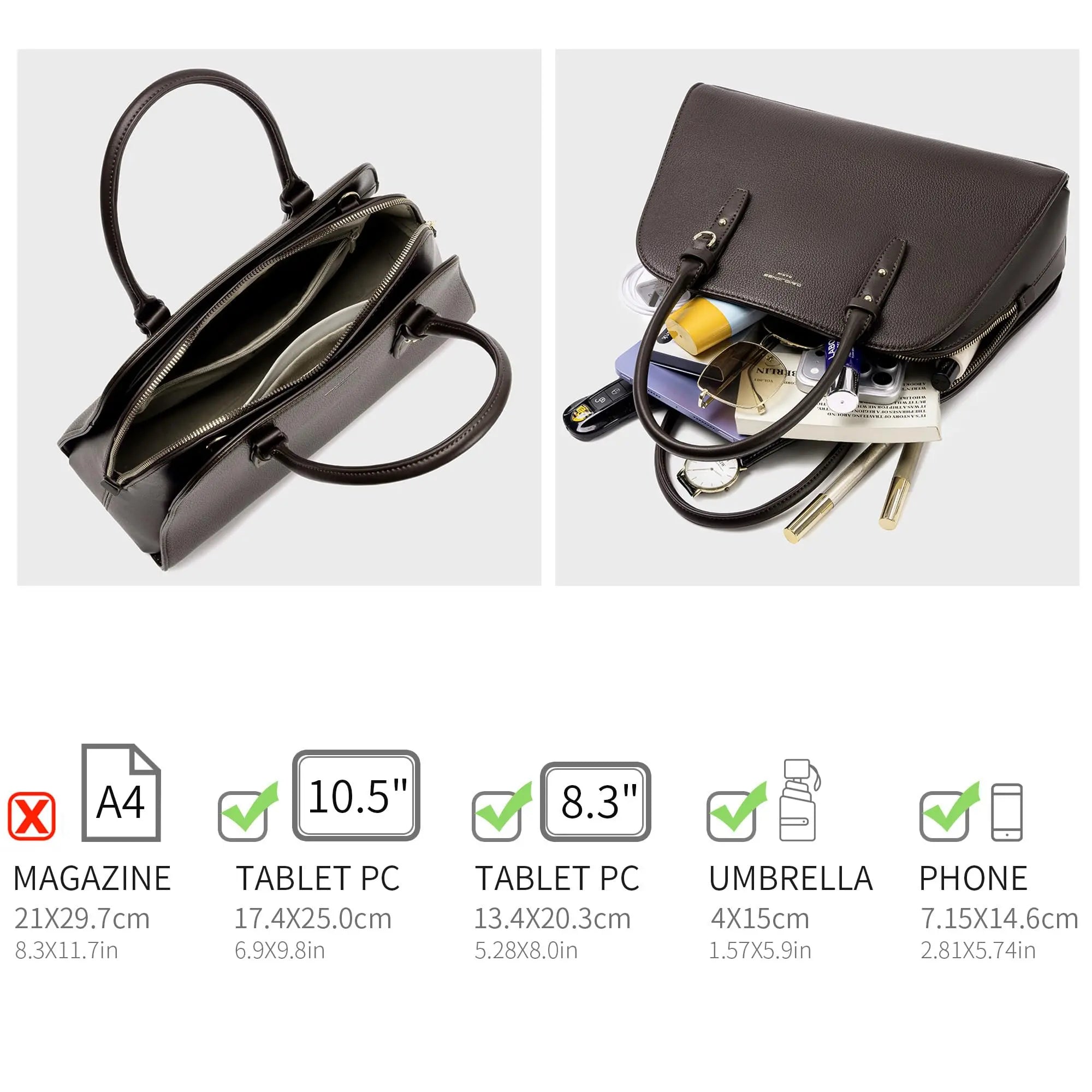 Sac à Main cabas à 3 compartiments de taille moyenne David Jones