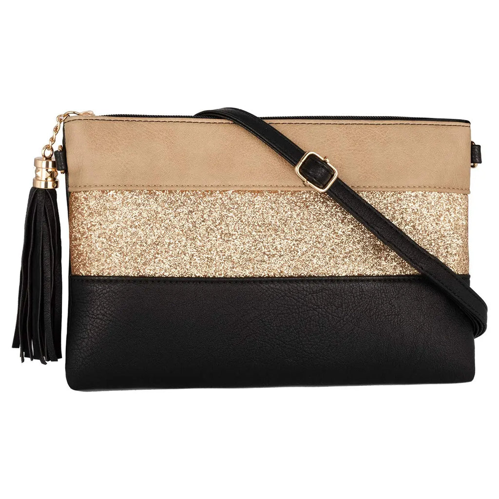 Sac bandoulière souple pailletté tricolore pompon CRAZYCHIC