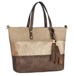 Sac à main cabas tricolore pailleté pompon CRAZYCHIC