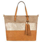 Sac à main cabas tricolore pailleté pompon CRAZYCHIC