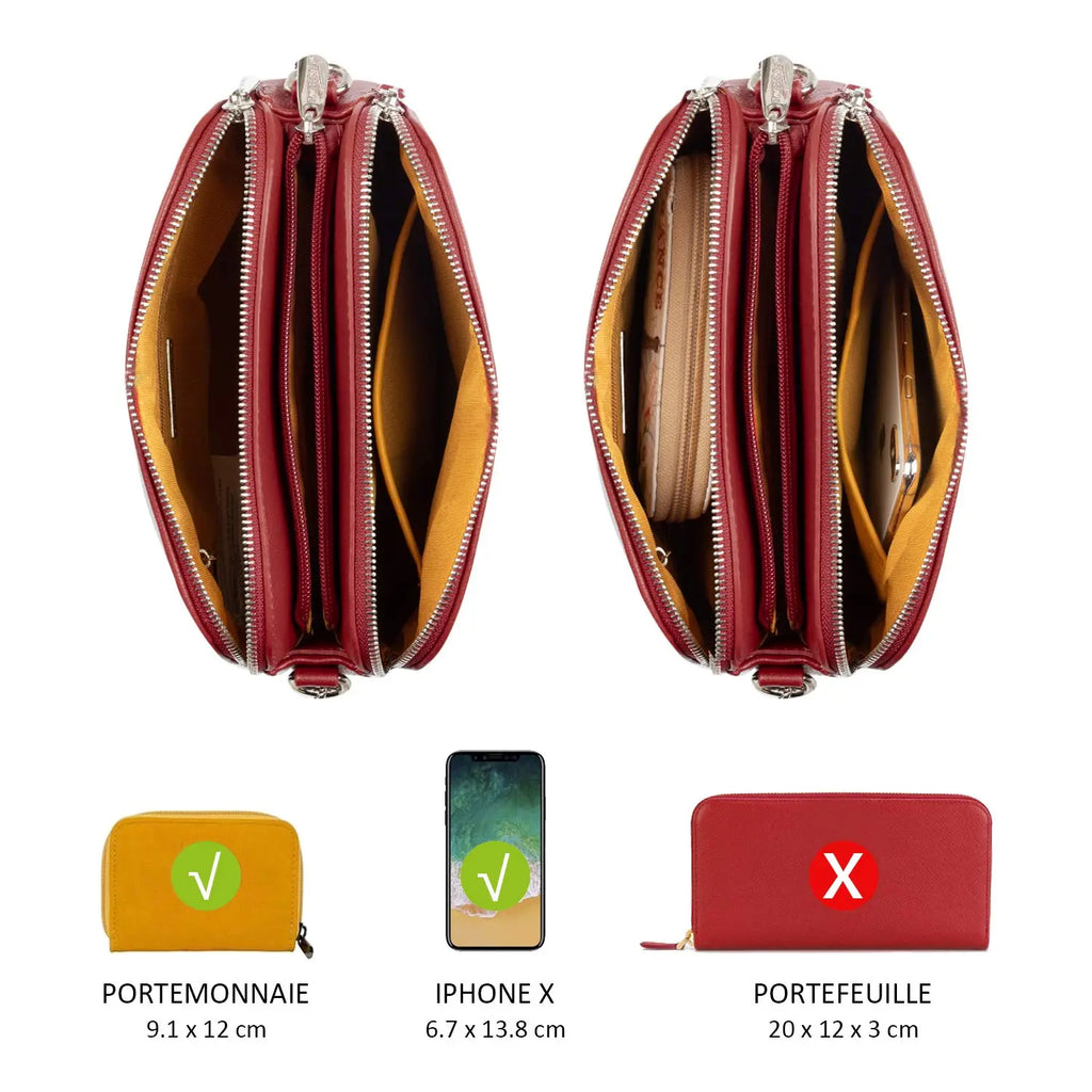 Sac bandoulière multipoche à 3 compartiments David Jones