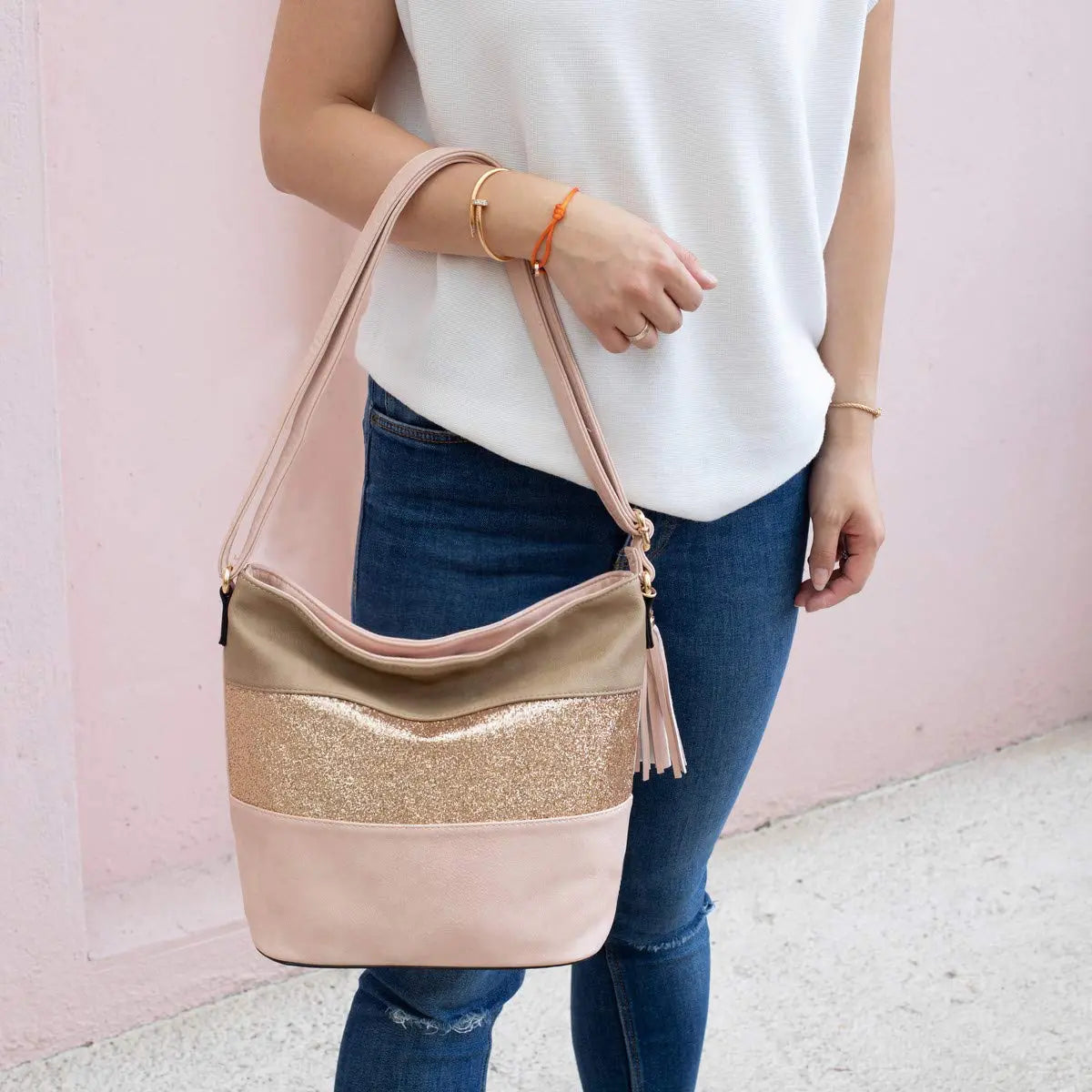 Sac bandoulière pailletté tricolore CRAZYCHIC