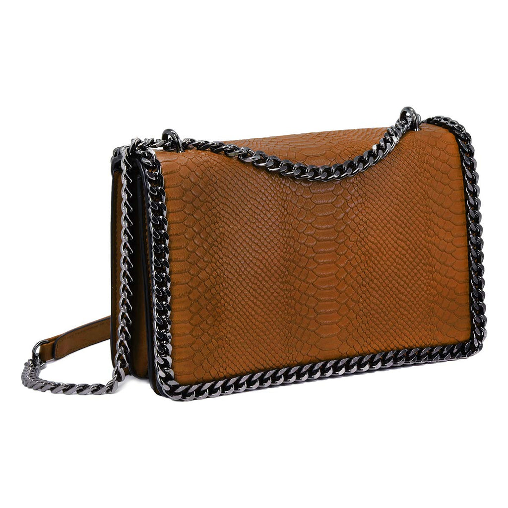 Sac bandoulière chaîne cuir serpent matelassé CRAZYCHIC
