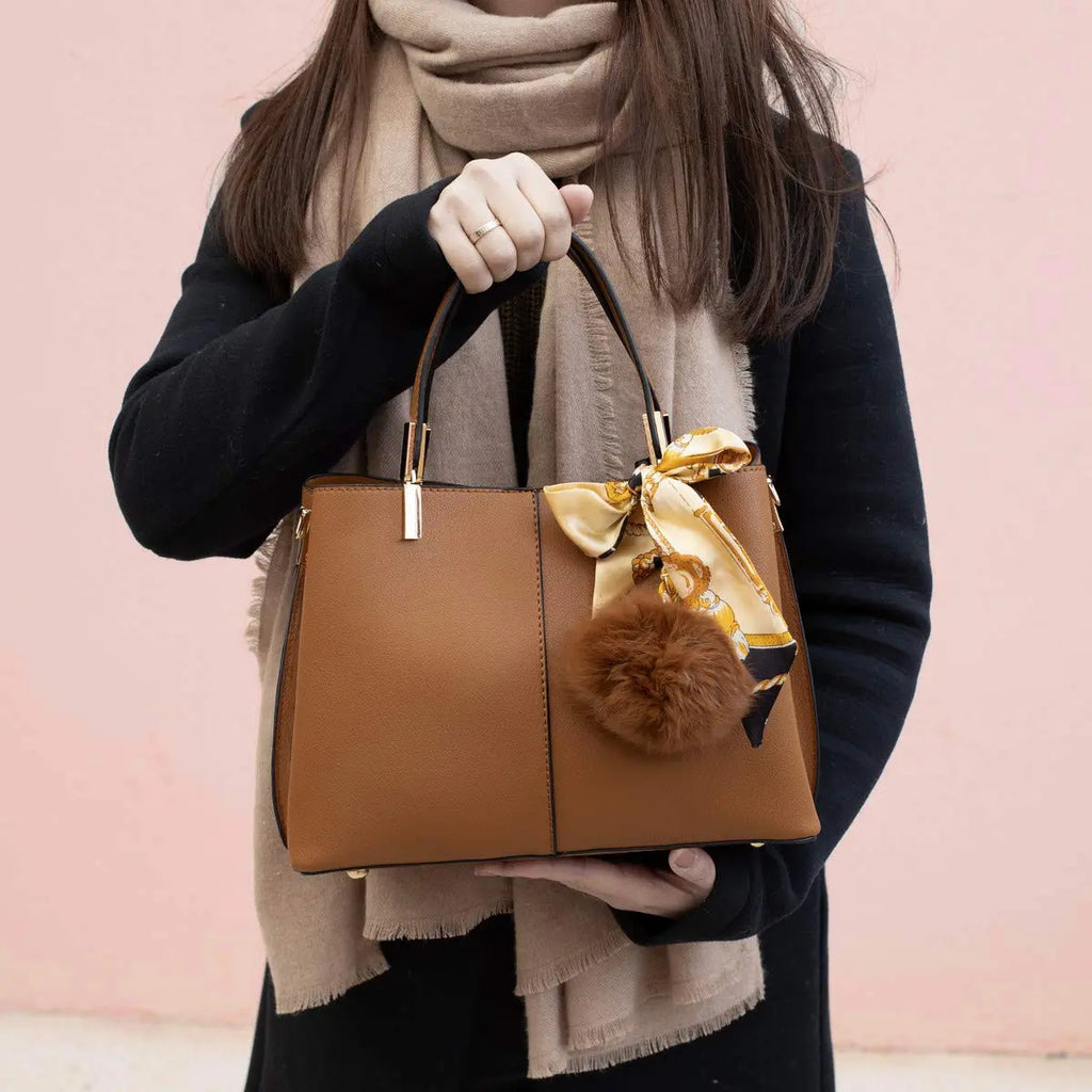 Sac à main femme tricolore pompon CRAZYCHIC