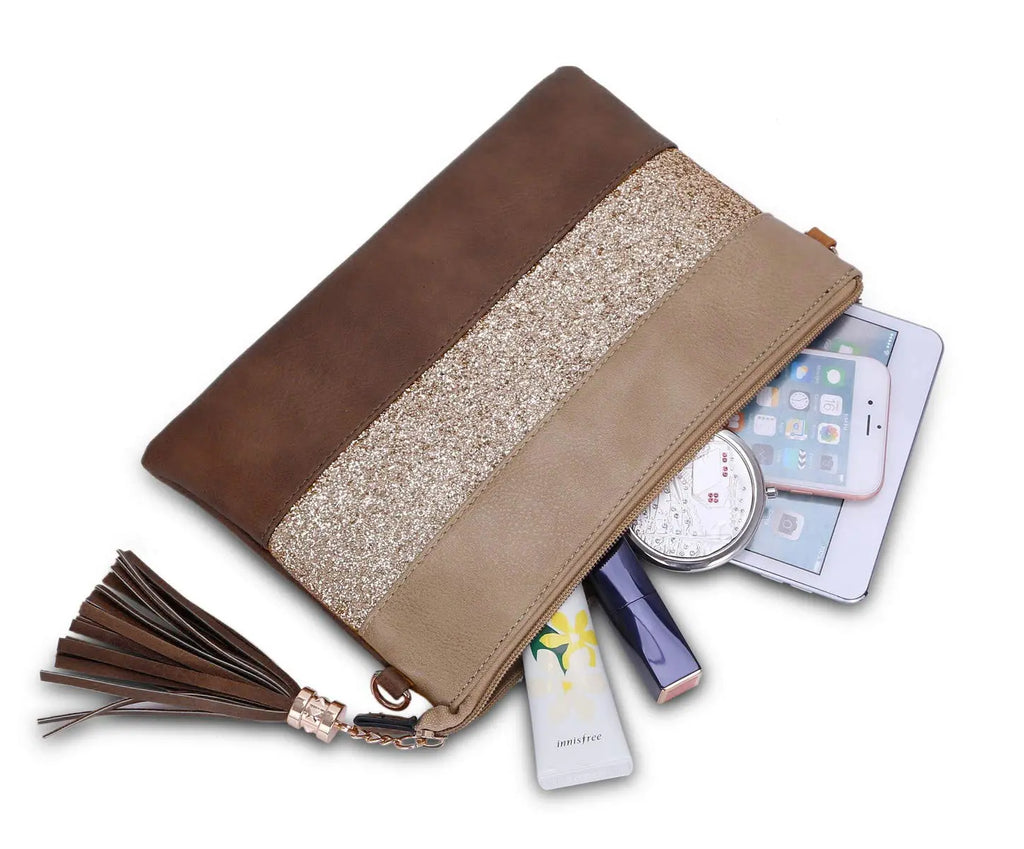 Sac bandoulière souple pailletté tricolore pompon CRAZYCHIC