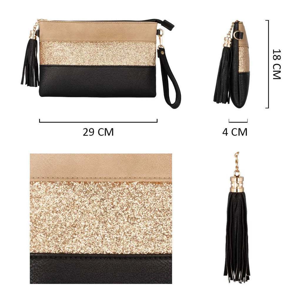 Sac bandoulière souple pailletté tricolore pompon CRAZYCHIC
