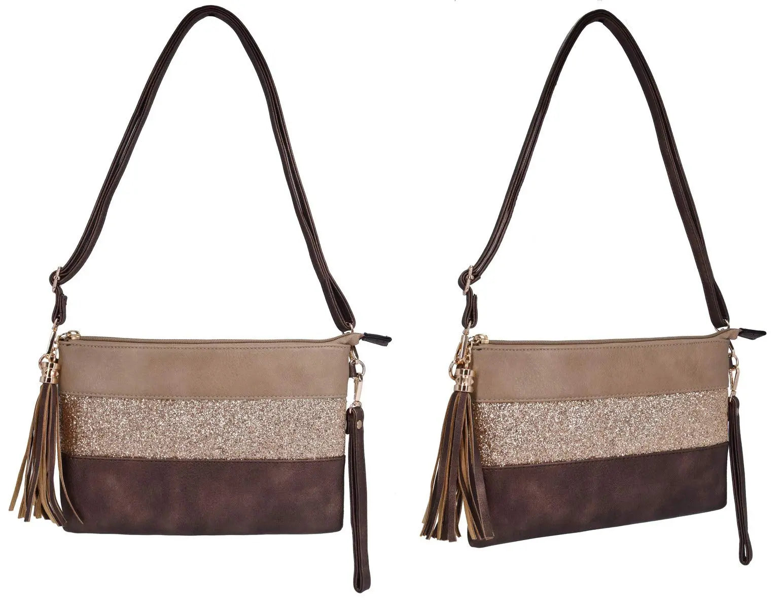 Sac bandoulière souple pailletté tricolore pompon CRAZYCHIC